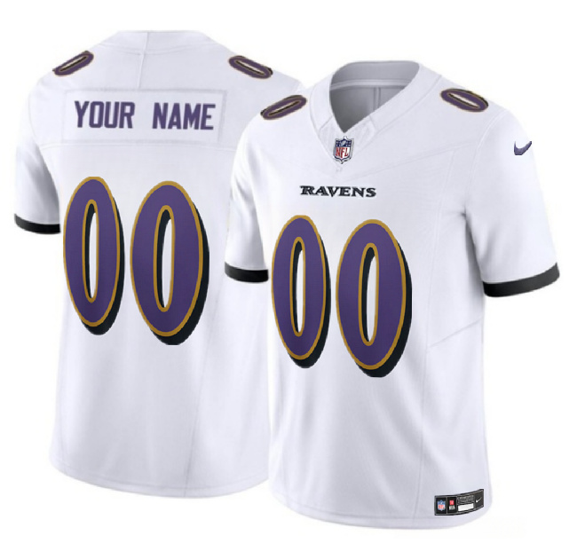Youth Baltimore Ravens Active Player Custom White 2023 F.U.S.E. Alternate Vapor Untouchable Limited Football Stitched Jersey